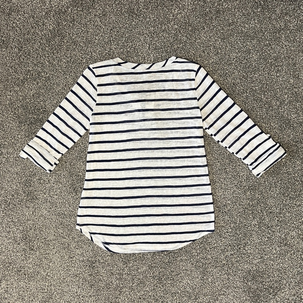 Pleione  Navy Striped Long Sleeve Knit Top Size M - Picture 3 of 8